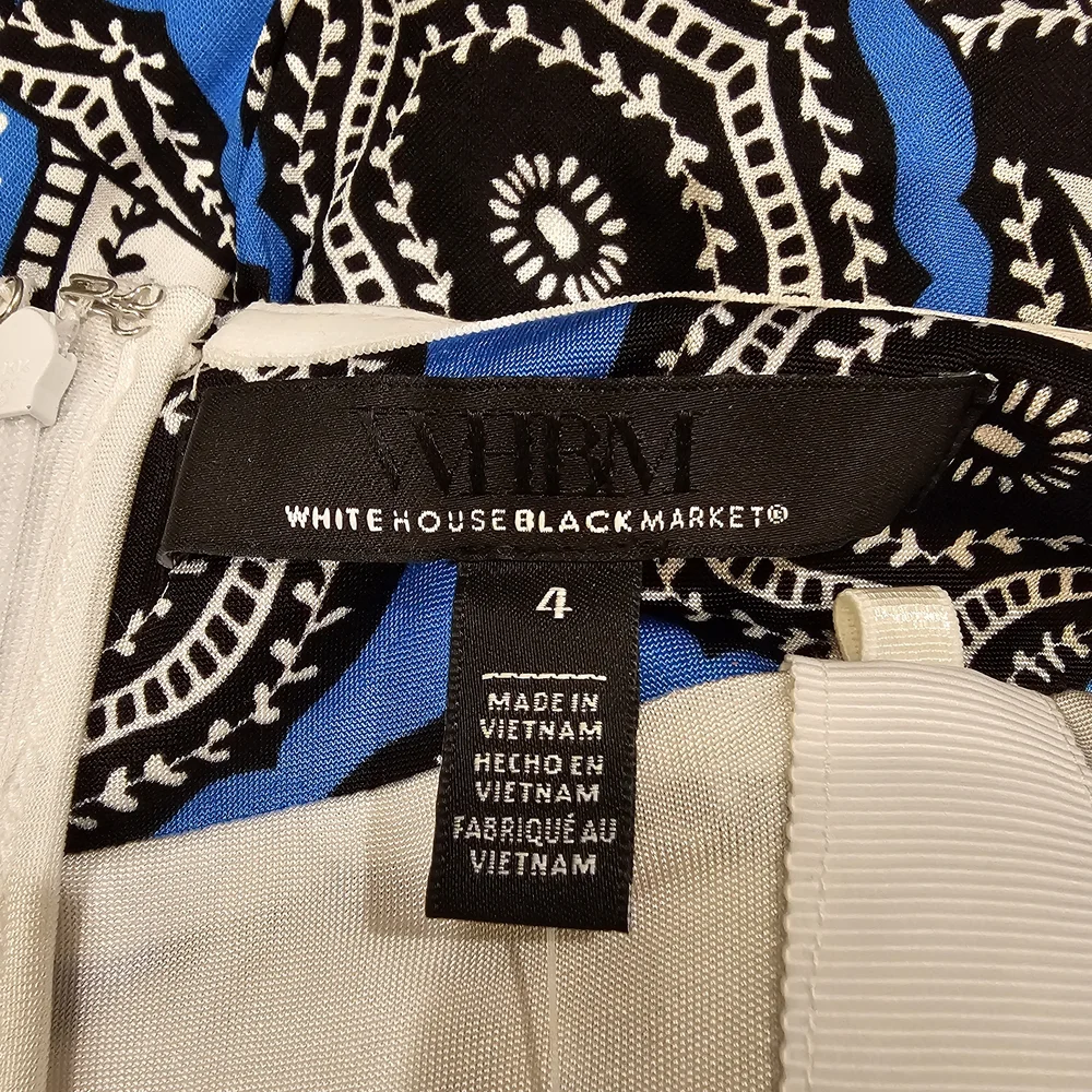 NWT White House Black Market Strapless Midi Dress, Blue, White, Black - Picture 6 of 8